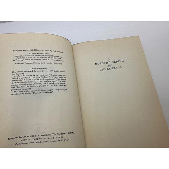 Nine Stories by J D Salinger Modern Library Edition -Hardcover - Picture 3 of 4